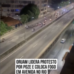 Cantor Oruam lidera protesto por Mc Poze e coloca fogo em avenida no Rio de Janeiro (RJ)