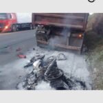 Motociclista morre e veículo pega fogo em acidente na BR 101 em Linhares