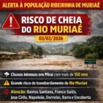 Defesa Civil emite alerta para população de Muriaé (MG)