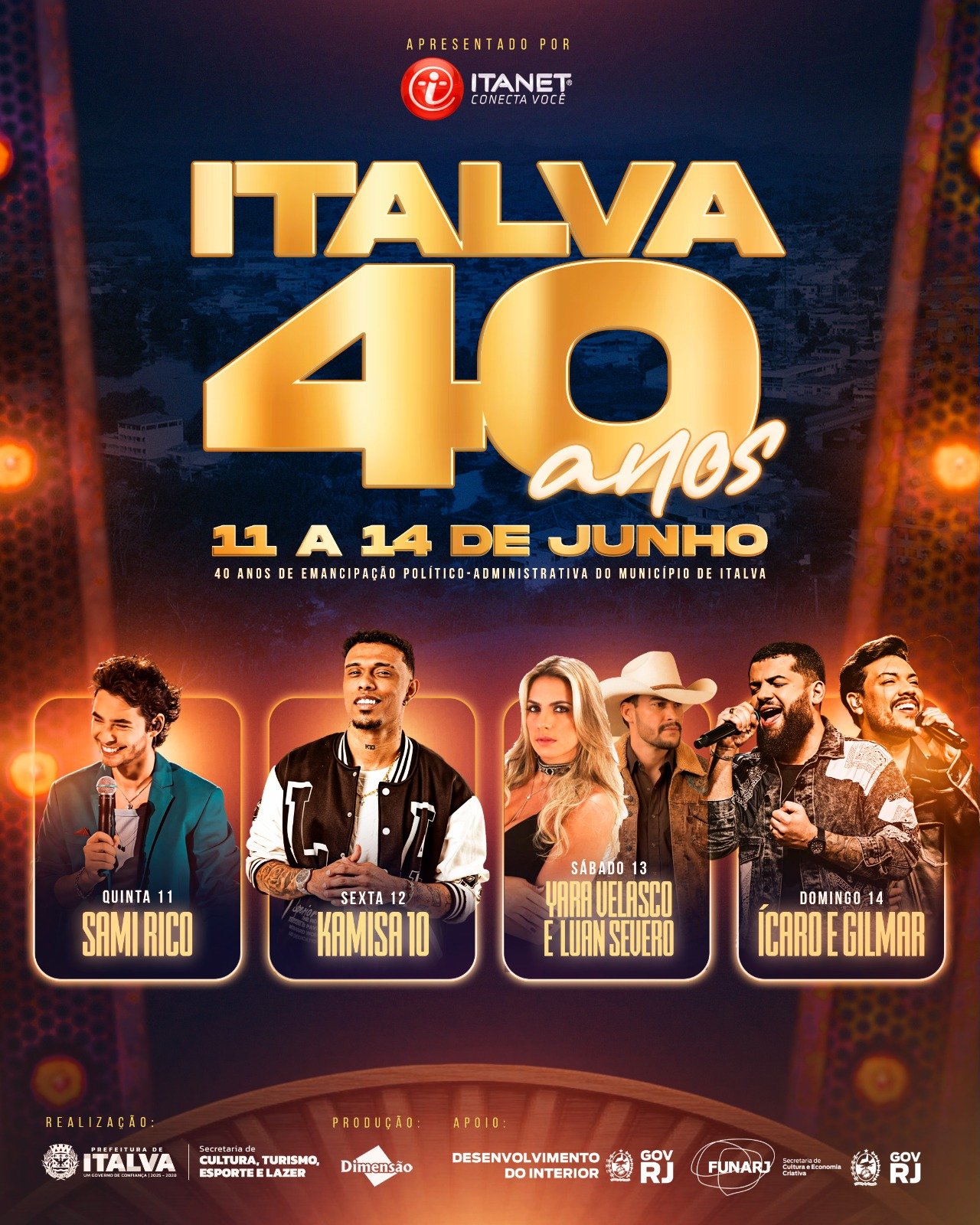 Italva divulga programação completa dos shows de aniversário de 40 anos