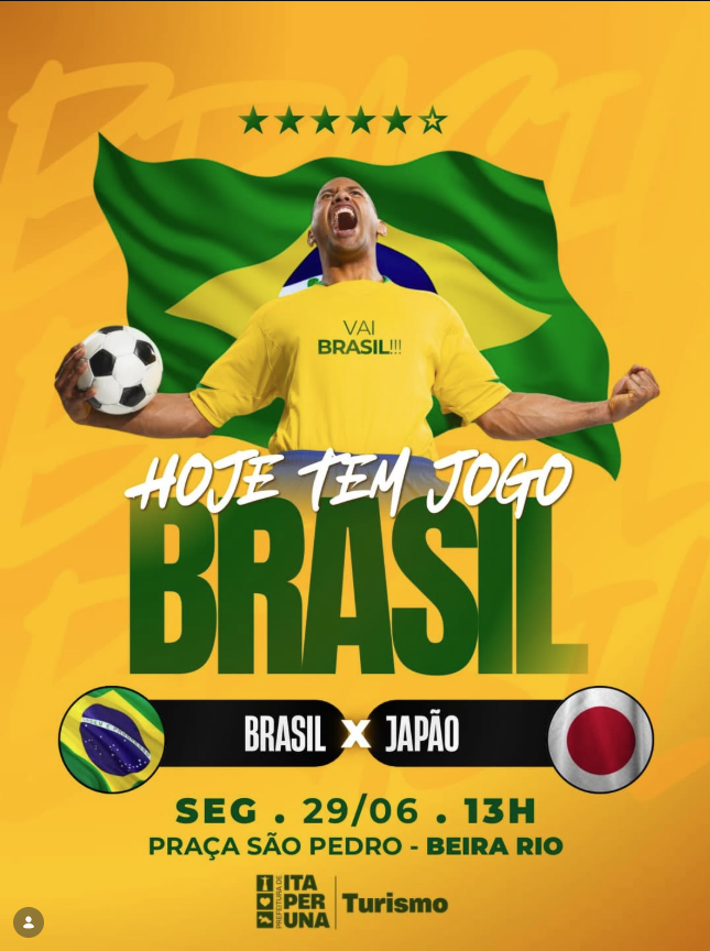 Prefeitura de Itaperuna (RJ) disponibilizará telão e show ao vivo na Beira Rio para jogo do Brasil