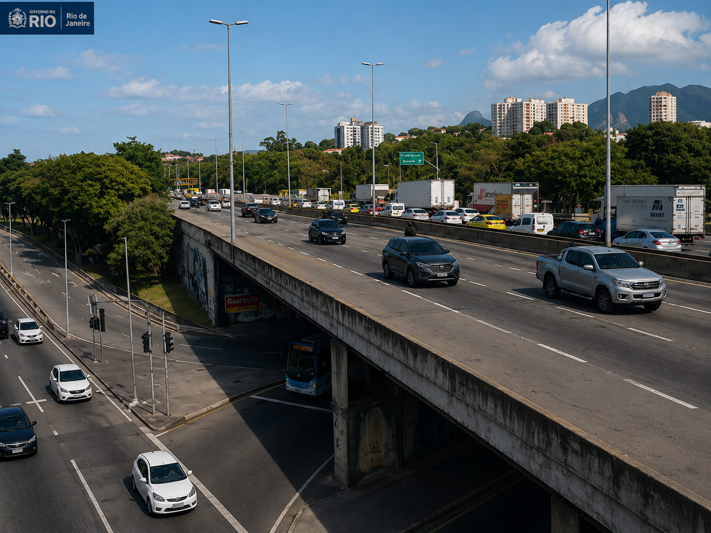 Engavetamento com caminhão e 11 carros provoca congestionamento na Linha Amarela, no Rio de Janeiro