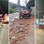 Motorista dorme ao volante, bate em muros e deixa moradores sem água e energia em Cachoeiro de Itapemirim (ES)