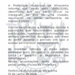 Prefeitura de Miracema alerta sobre invasão de perfil oficial no Instagram