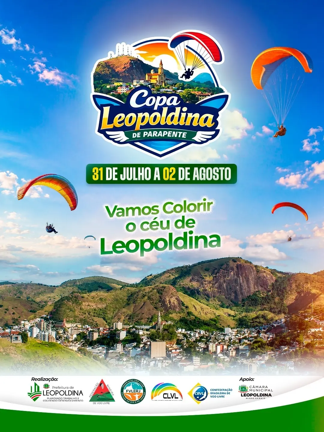 Leopoldina recebe Copa de Parapente com cerca de 170 pilotos de três países