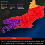 Ciclone pode provocar ventos de até 110 km/h no Rio de Janeiro nesta sexta-feira (07)
