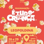 Leopoldina terá cinema ao ar livre gratuito com programação especial para crianças