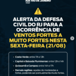 Defesa Civil do Rio de Janeiro alerta para ventos fortes nesta sexta-feira (21)