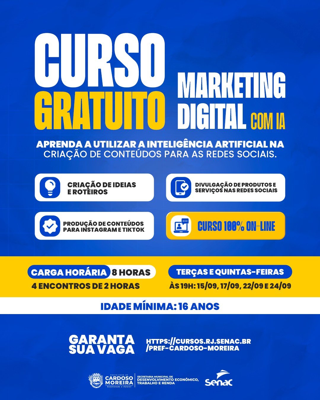 Cardoso Moreira oferece curso gratuito de Marketing Digital com Inteligência Artificial