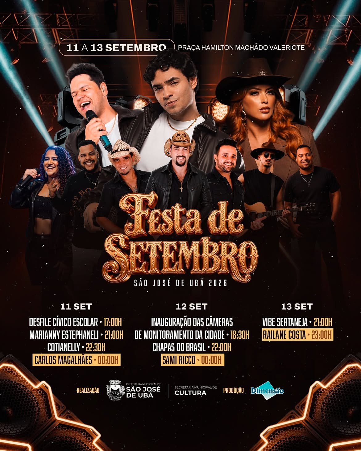 Festa de Setembro 2026 terá três dias de shows em São José de Ubá
