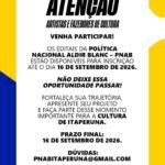 Itaperuna abre inscrições para editais da Política Nacional Aldir Blanc