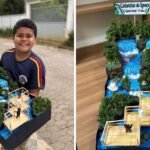 De Marechal Floriano (ES) para o Paraná: menino de 9 anos recria Cataratas do Iguaçu em maquete