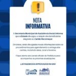 Secretaria de Assistência Social de Santo Antônio de Pádua (RJ) divulga lista de contemplados do Cartão Recomeçar
