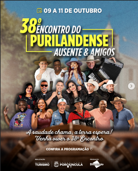 Purilândia celebra o 38º Encontro do Purilandense Ausente e Amigos entre os dias 9 e 11 de outubro