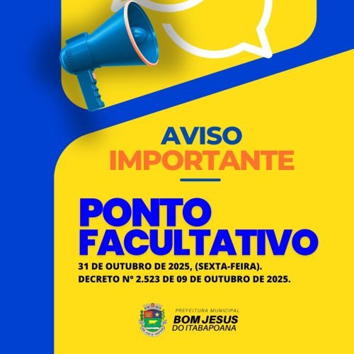 Prefeitura de Bom Jesus do Itabapoana (RJ) ponto facultativo sexta-feira (31)