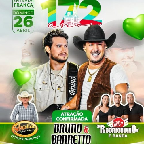 Leopoldina (MG) celebra 172 anos com show gratuito de Bruno & Barreto