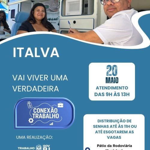 Italva (RJ) recebe Carreta do Projeto Conexão Trabalho nesta quarta-feira (20)