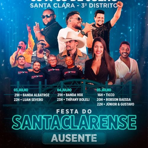 Festa do Santaclarense Ausente promete três dias de shows em Santa Clara, distrito de Porciúncula (RJ)