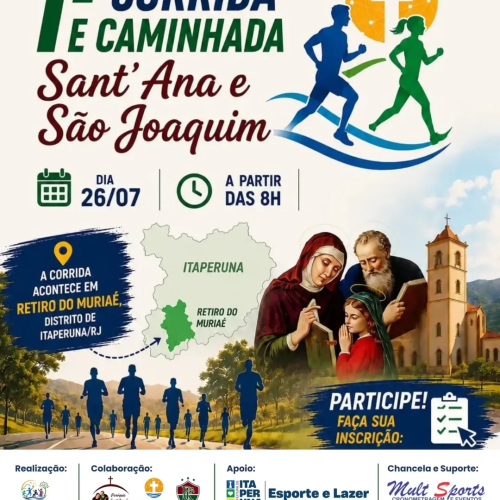 1ª Corrida e Caminhada Sant’Ana e São Joaquim: inscrições abertas