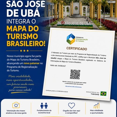 São José de Ubá passa a integrar oficialmente o Mapa do Turismo Brasileiro