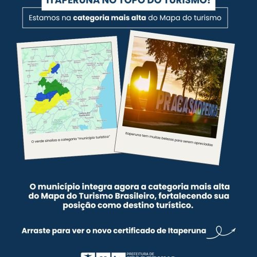 Itaperuna ganha destaque no turismo e integra categoria mais alta do Mapa do Turismo Brasileiro