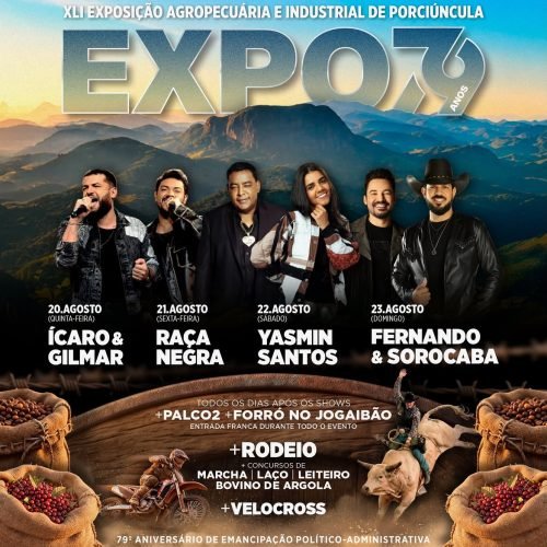 Expo Porciúncula começa nesta quinta-feira (20) com shows de grandes artistas e entrada franca