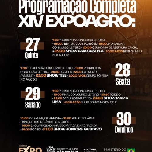 São Fidélis divulga programação completa da XIV Expoagro