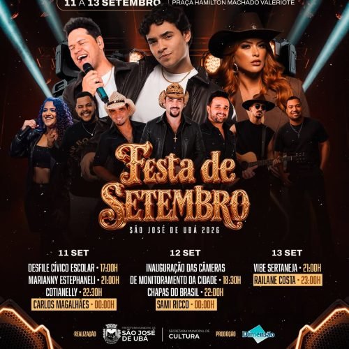Festa de Setembro 2026 terá três dias de shows em São José de Ubá