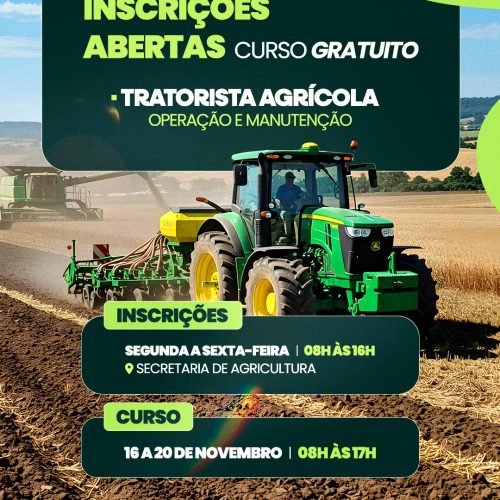 Cardoso Moreira abre inscrições para curso gratuito de tratorista agrícola