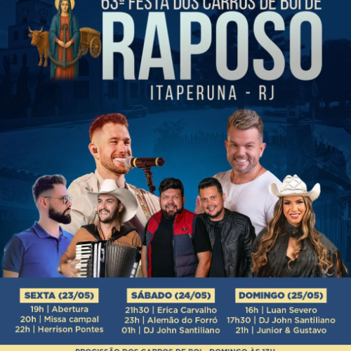 Raposo (RJ) divulga a programação completa da 63ª Festa dos Carros de Boi