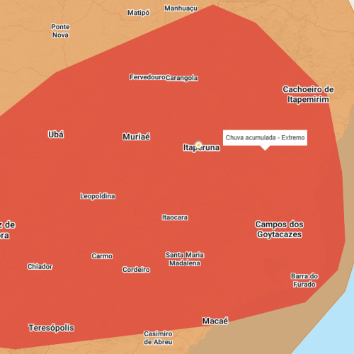 INMET emite aviso de acumulado de chuva extrema para Itaperuna e região