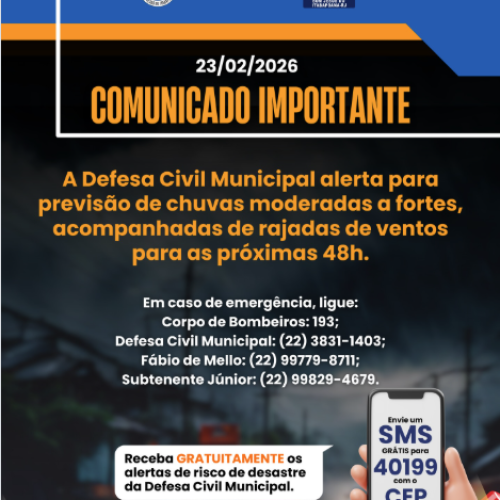 Defesa Civil de Bom Jesus do Itabapoana (RJ) emite alerta para previsão de chuvas nesta terça-feira (23)