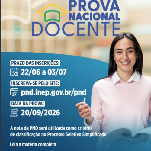 Inscrições abertas para a Prova Nacional Docente 2026