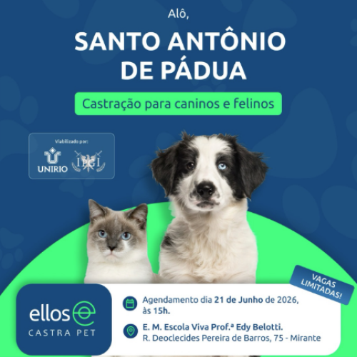 Mutirão de castração gratuita de cães e gatos em Santo Antônio de Pádua (RJ)