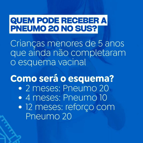Porciúncula disponibiliza vacina Pneumocócica 20 para crianças de até 4 anos
