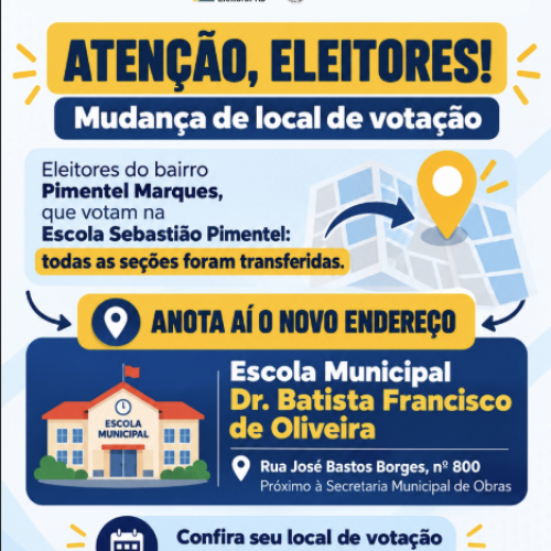 Mudança de local de votação para eleitores do bairro Pimentel Marques em Bom Jesus do Itabapoana (RJ)