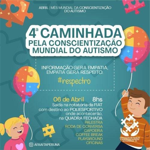 AFAAI realiza 4ª Caminhada pela Conscientização Mundial do Autismo em Itaperuna