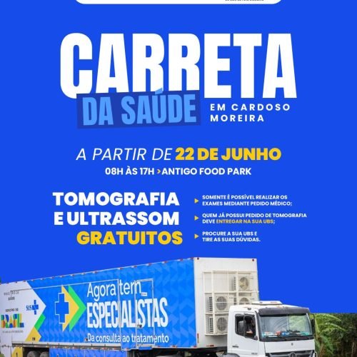 Carreta da Saúde oferecerá exames gratuitos em Cardoso Moreira (RJ)