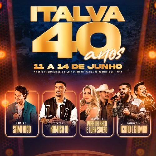 Italva divulga programação completa dos shows de aniversário de 40 anos