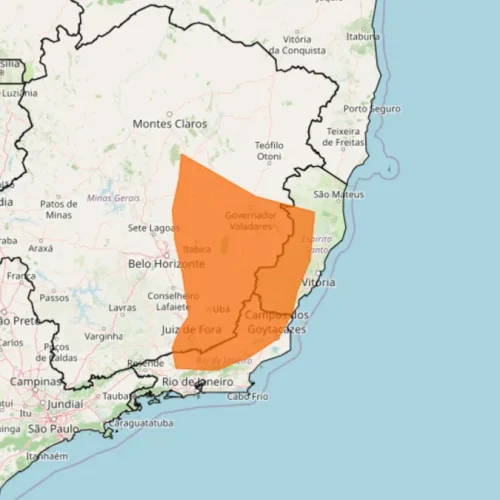 INMET emite alerta vermelho para chuva intensa no Noroeste Fluminense