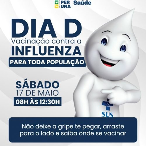 Prefeitura de Itaperuna realiza Dia D de Vacinação contra a Influenza neste sábado