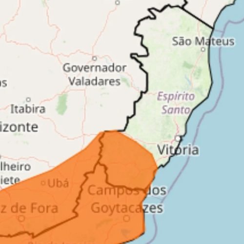 Inmet emite alerta de perigo para chuvas intensas válido para 30 municípios Capixabas