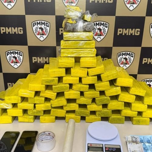 PM apreende 54 barras de maconha e prende três pessoas durante operação em Carangola (MG)